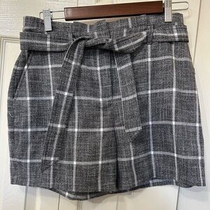 High Waist Plaid Women Shorts - Gray